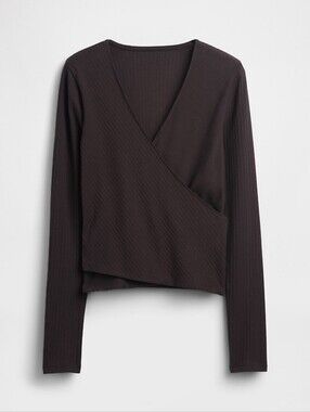 Nwt Gap Modern Wide Rib Wrap V Neck T Shirt Dark Chocolate Brown Small S